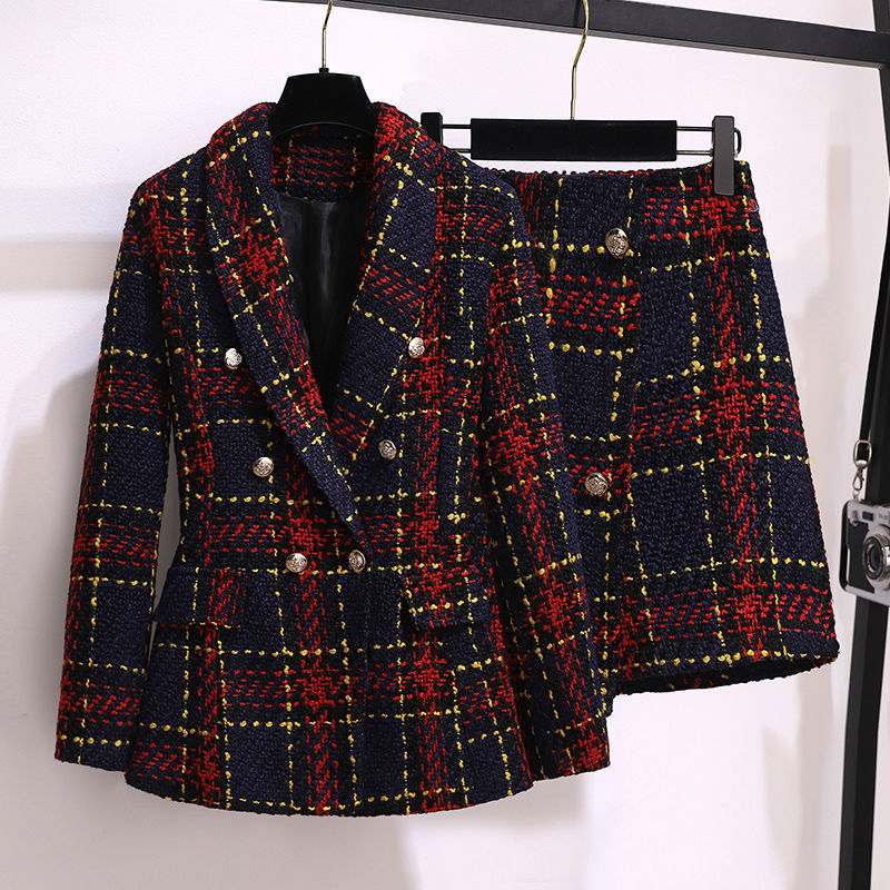 Winter Clothing Korean - 여성용 빈티지 트위드 한국 세트 블레이저