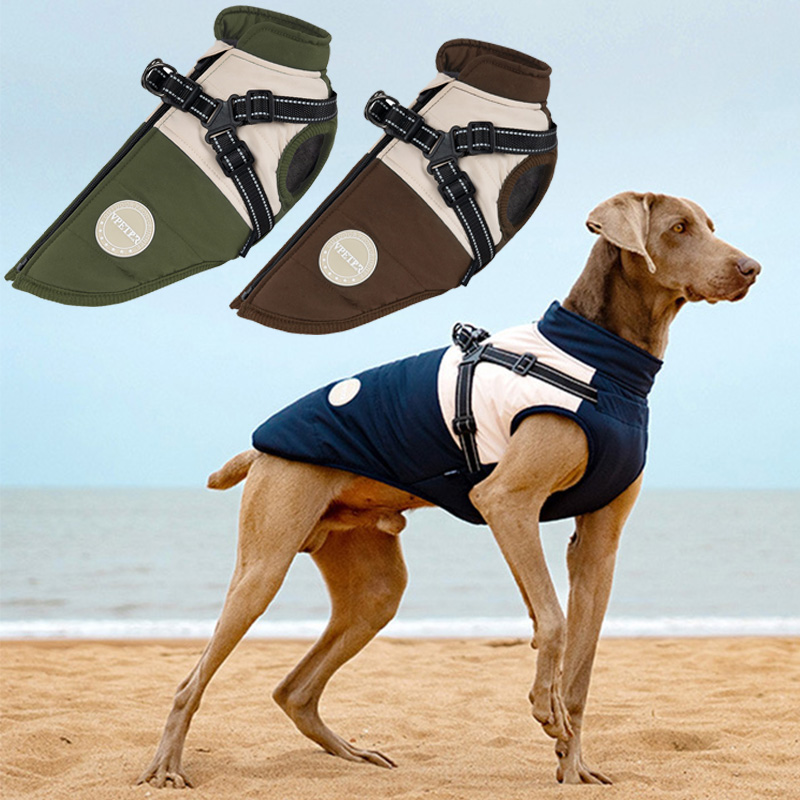 Winter Clothing For Dogs - 내장형 하네스가 있는 따뜻한 강아지 조끼