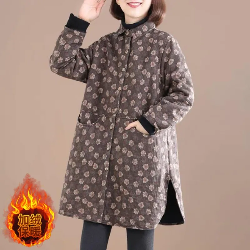 Winter Clothing Trends - 빈티지 플로럴 프린트 여성 재킷, 용수철