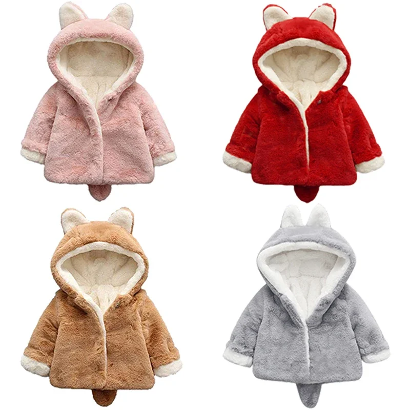 Winter Clothing For Toddlers - 귀여운 고양이 귀 봉제 아기 재킷,