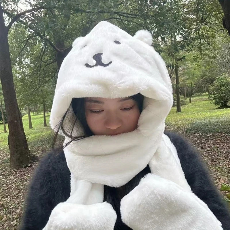Winter Clothing Accessories - 3 in 1 플러시 두꺼운 후드