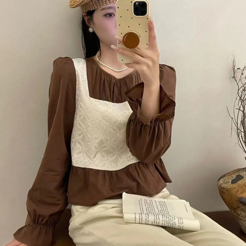 Winter Clothing In French - Ins 페이크 투 한국 스타일 셔츠,