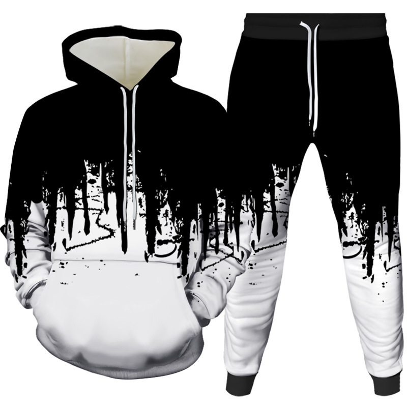 Winter Clothing Pants - 잉크 페인팅 3D 프린팅 후드티 팬츠