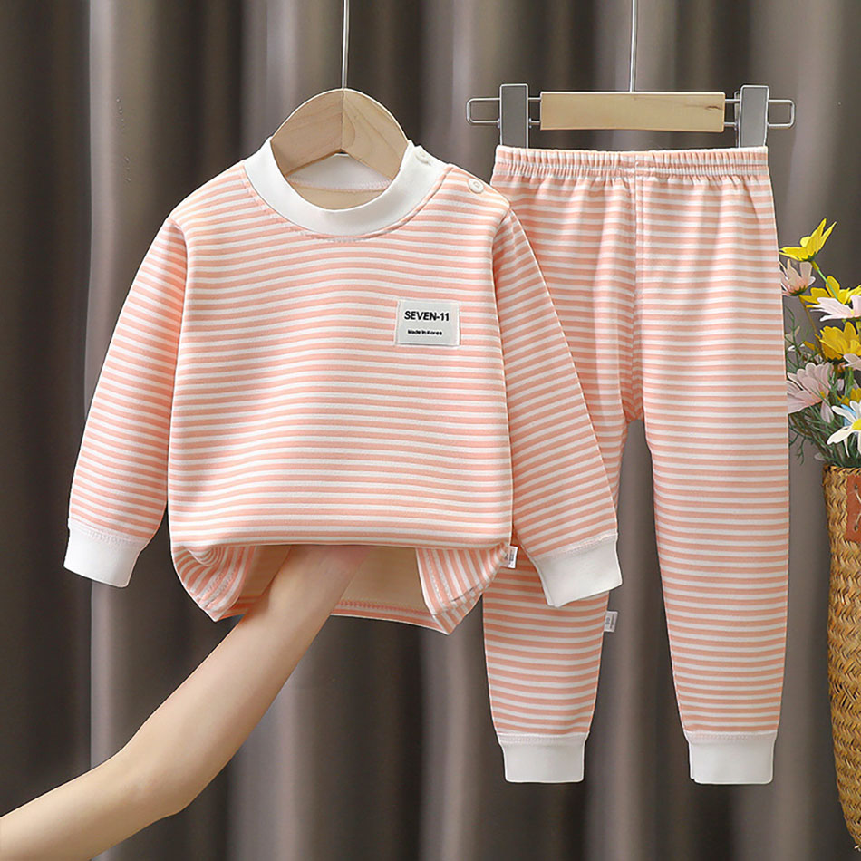 플리스 안감 아기 의류 세트 따뜻한 줄무늬 속옷 잠옷  - Winter Clothing For Toddlers 리뷰 및 가격