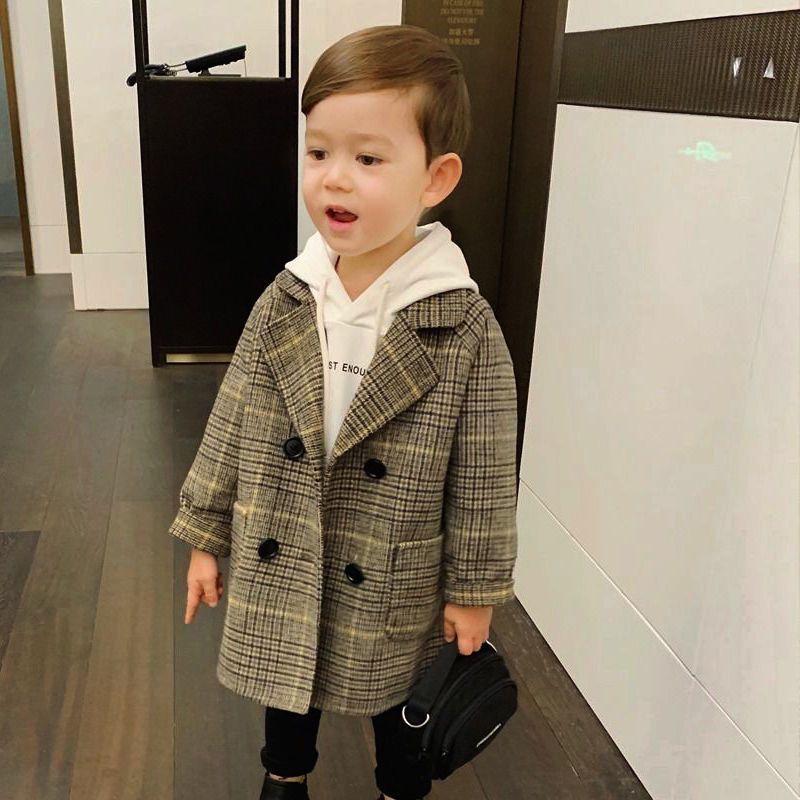 겨울 그리드 재킷, 남아 여아 모직 더블 브레스트 트렌 - Winter Clothing For Toddlers 리뷰 및 가격