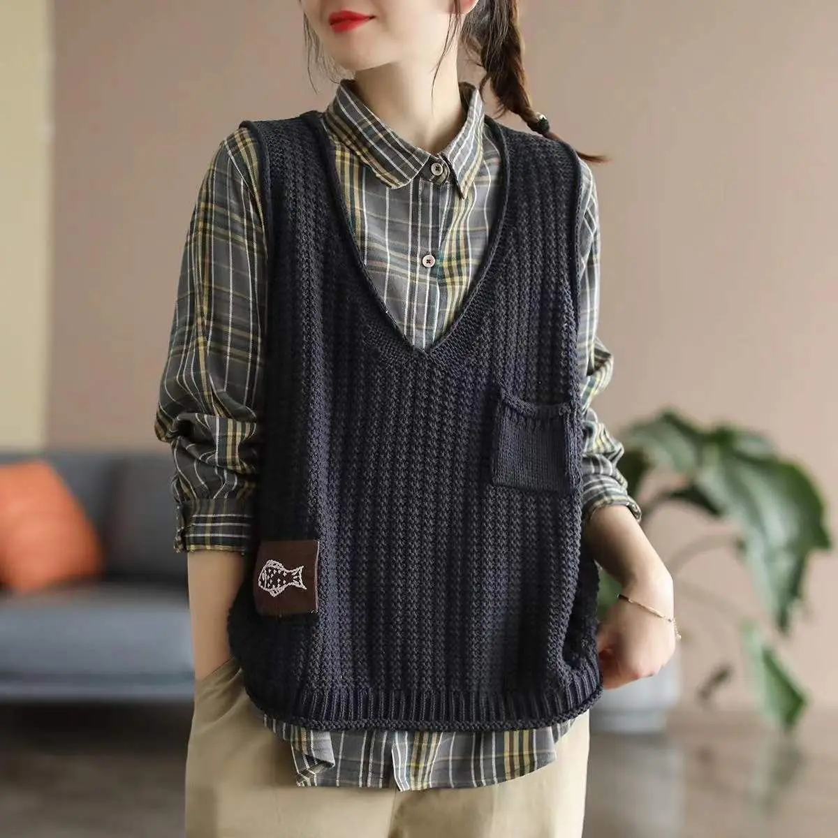 공개된 상품: 여성용 니트 조끼, 솔리드 크롭 웨이스트 - Winter Clothing Trends 리뷰 및 가격
