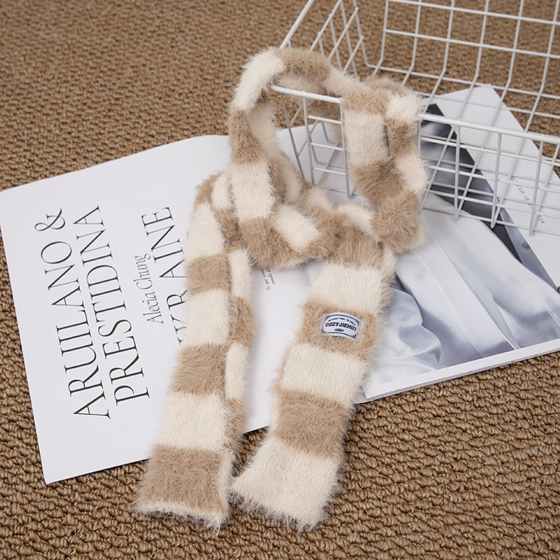 Y2k 스트라이프 플러시 좁고 긴 스카프 부드러운 소시 - Winter Clothing Accessories 리뷰 및 가격
