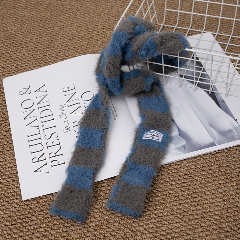Y2k 스트라이프 플러시 좁고 긴 스카프 부드러운 소시 - Winter Clothing Accessories 리뷰 및 가격