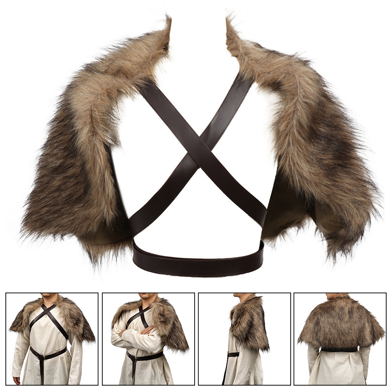 바이킹 망토 인조 모피 칼라 케이프 중세 겨울 의류 왕 - Winter Clothing Accessories 리뷰 및 가격