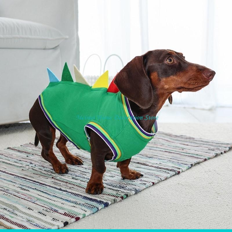H7BF 닥스훈트 공룡 테마 의상 조끼 2 다리 디자인 - Winter Clothing For Dogs 리뷰 및 가격