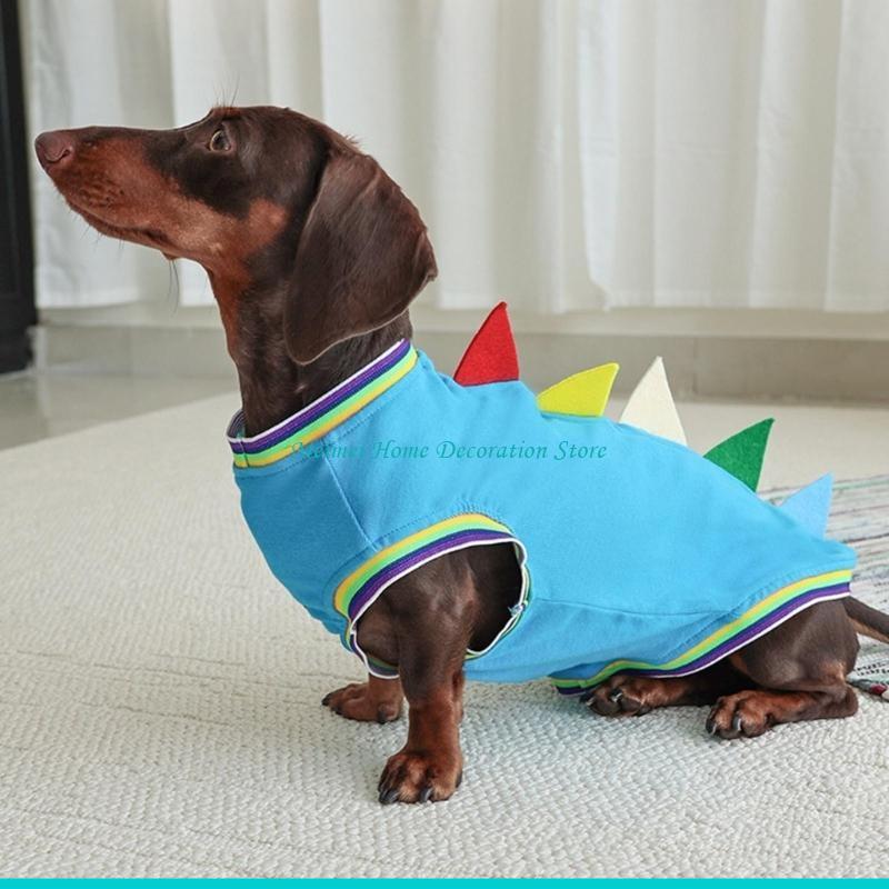 H7BF 닥스훈트 공룡 테마 의상 조끼 2 다리 디자인 - Winter Clothing For Dogs 리뷰 및 가격