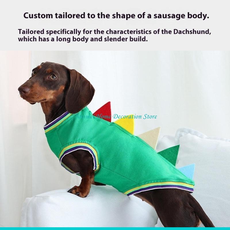 H7BF 닥스훈트 공룡 테마 의상 조끼 2 다리 디자인 - Winter Clothing For Dogs 리뷰 및 가격
