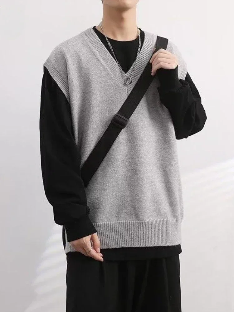 베이지색 브이넥 니트 조끼 남성용 민소매 스웨터 저렴한 - Winter Clothing Trends 리뷰 및 가격