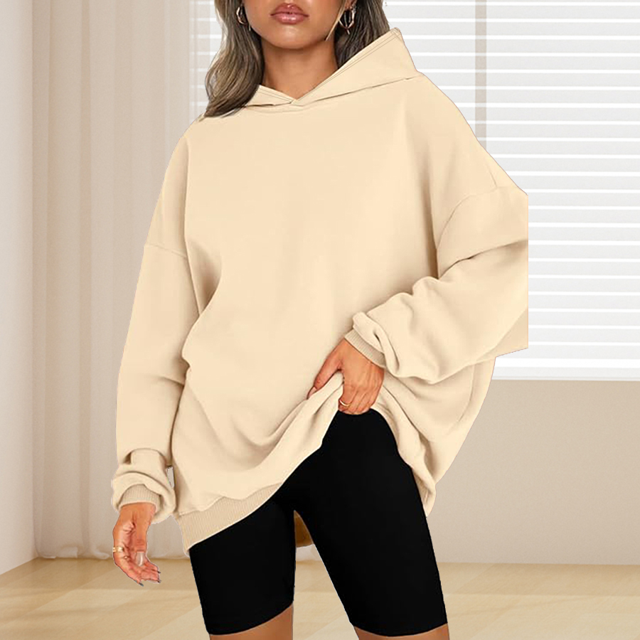 플러스 사이즈 기본 솔리드 컬러 후드티, 캐주얼 심플  - Winter Clothing Plus Size 리뷰 및 가격
