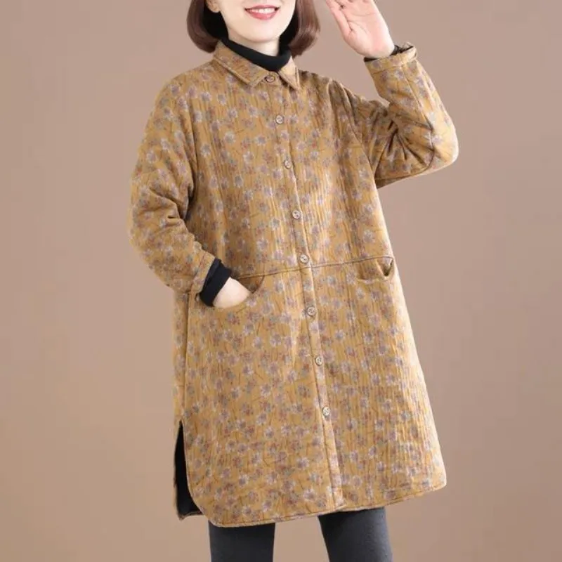 빈티지 플로럴 프린트 여성 재킷, 용수철 플리스 코트, - Winter Clothing Trends 리뷰 및 가격