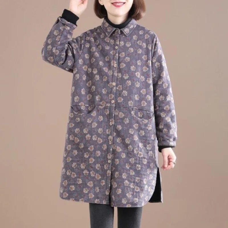 빈티지 플로럴 프린트 여성 재킷, 용수철 플리스 코트, - Winter Clothing Trends 리뷰 및 가격