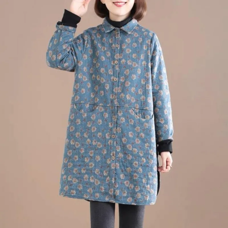 빈티지 플로럴 프린트 여성 재킷, 용수철 플리스 코트, - Winter Clothing Trends 리뷰 및 가격