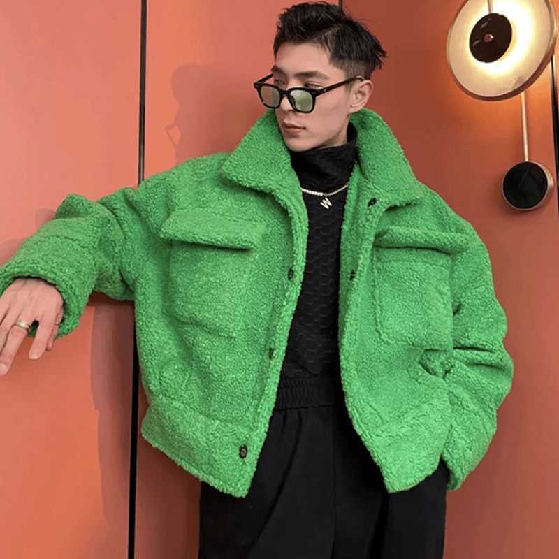 남성용 양모 플러시 재킷, 두꺼운 코튼, 짧은 루즈,  - Winter Clothing Trends 리뷰 및 가격