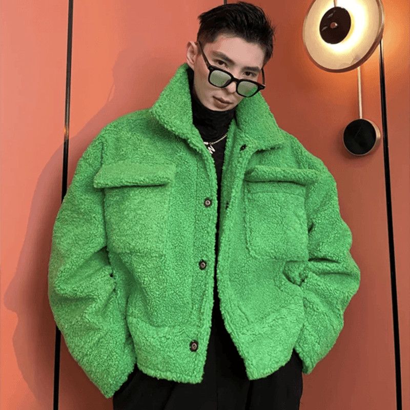 남성용 양모 플러시 재킷, 두꺼운 코튼, 짧은 루즈,  - Winter Clothing Trends 리뷰 및 가격